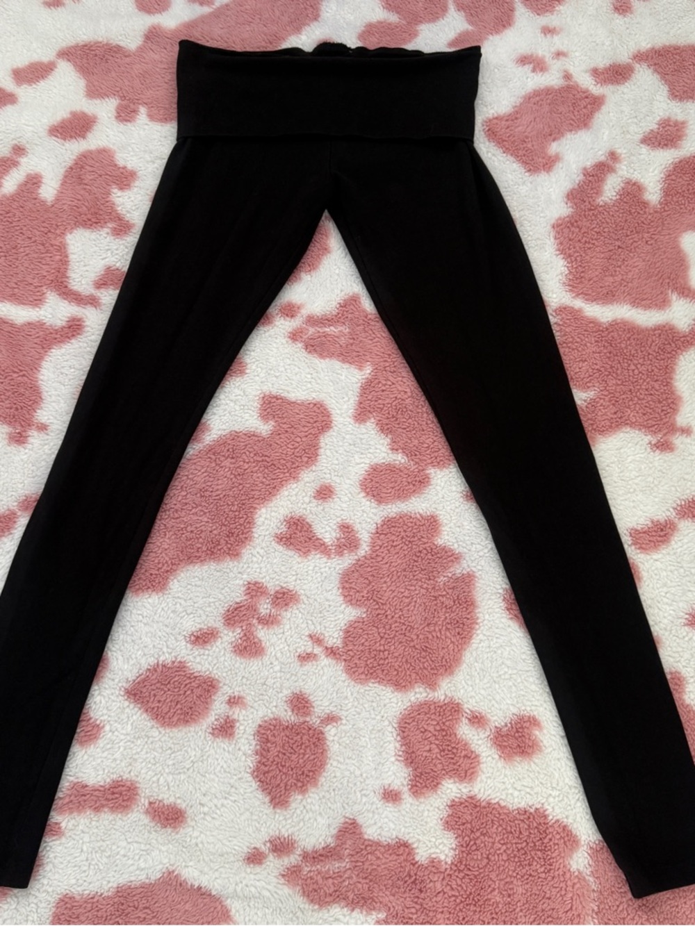 Black Fold-Over High-Waisted Sculpting Leggings Ultra Flattering Soft Stretch